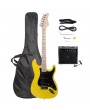 ST Stylish Electric Guitar with Black Pickguard Yellow