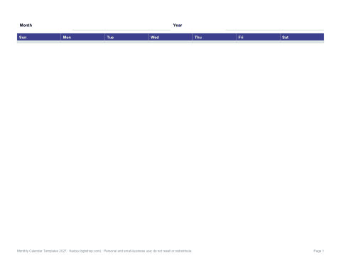 Preview of the first page of Undated monthly grid (PDF, DOCX)